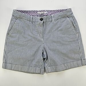 Boden Blue White Seersucker Stripe Cotton Blend Bermuda Shorts 8